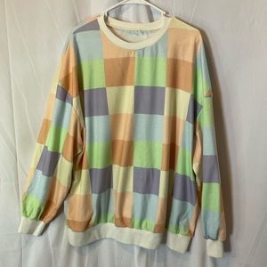 SHEIN curve women’s plus size long sleeve size 2X pastel spring colors checkered